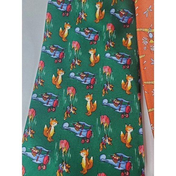 Vintage Airplane 2 Mens Neck Ties Snecma and Projectif POF Green/orange EUC - Picture 3 of 4